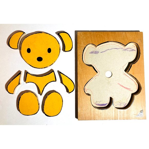 Ravensburger Wooden Jigsaw Puzzles 8-Piece (2) Teddy Bear & Eskimo Vintage 1970s - Picture 4 of 9